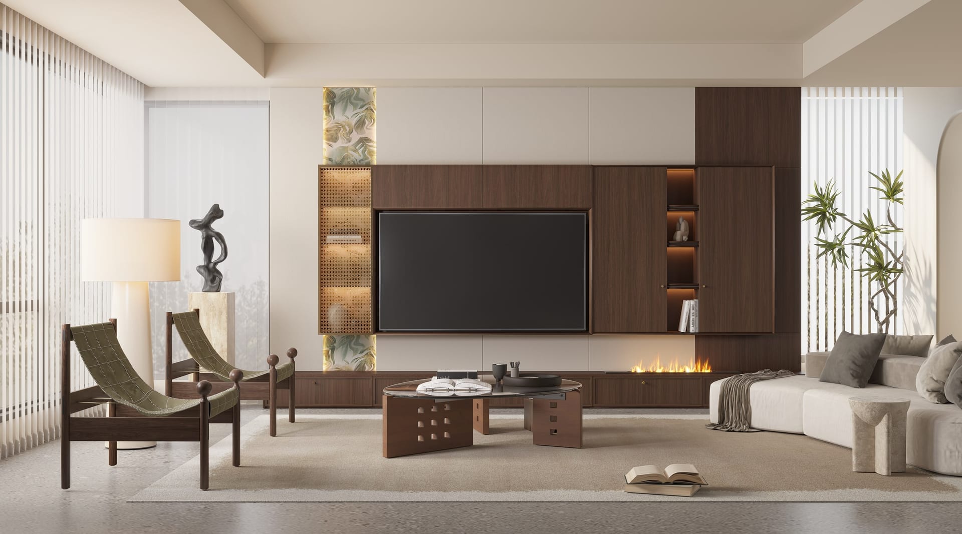 Phòng khách – vách TV MX125 – GoldenHome